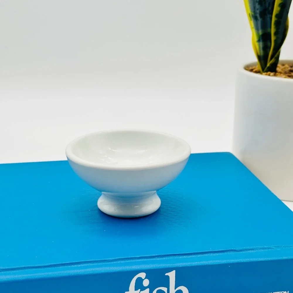 Vintage White Porcelain Footed Pedestal Small Bowl Dish Trinket Soap